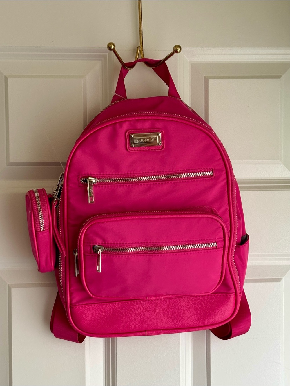 Madden Girl Hot Pink Mini Backpack with Silver Hardware